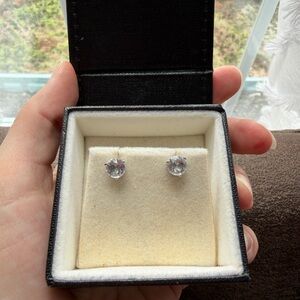 Swarovski Crystal Stud Earrings Silver Tone Round Classic